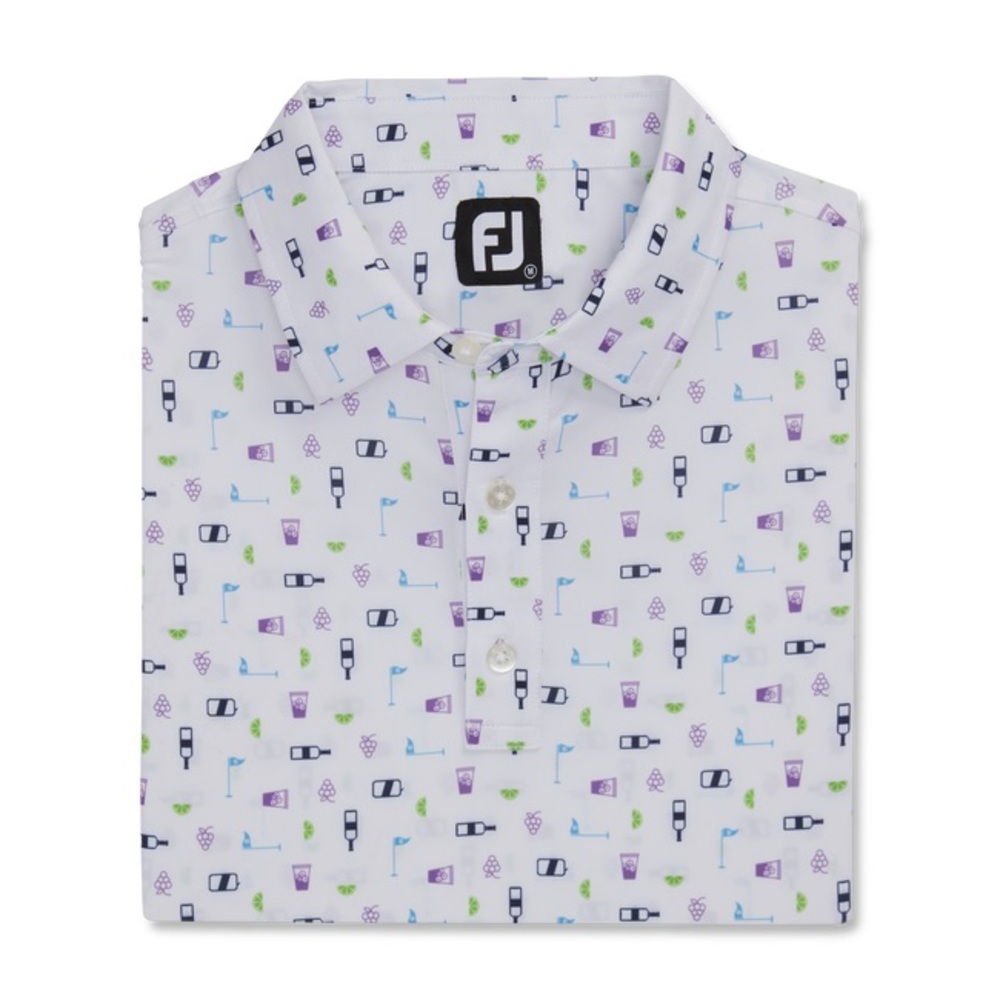 FootJoy White Polo Shirt with Multicolor Print